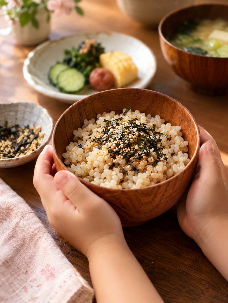 子どもの手と茶碗（イメージ）
